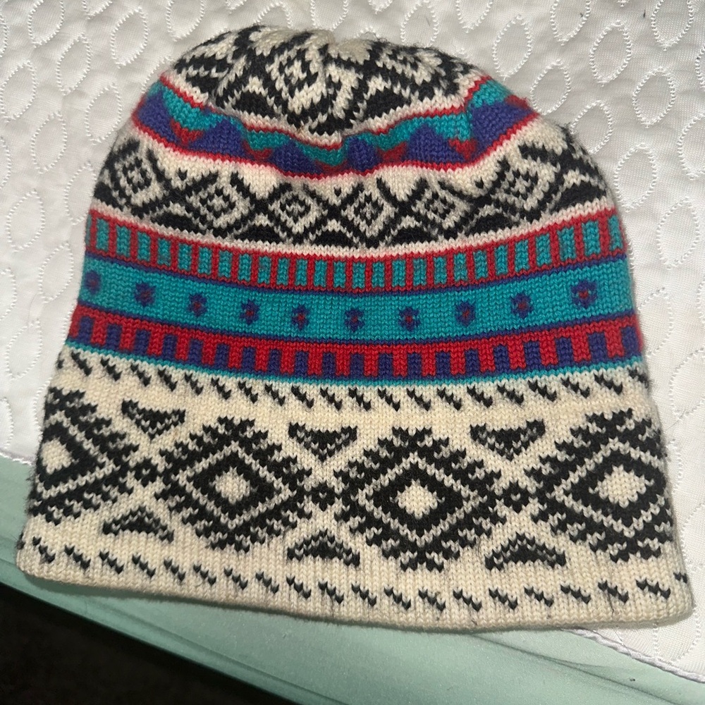 Multicolor Patterned Knit Beanie